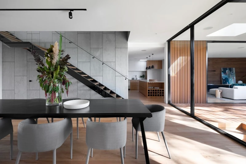 Interior fit-out — polished concrete floors and steel staircase