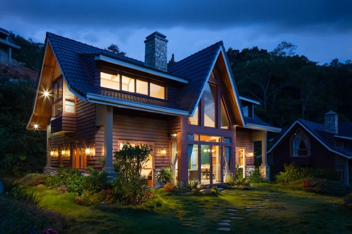 Modern passive home with green roof and triple-glazed windows