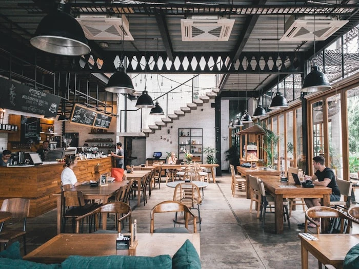 Cinnamon Garden Café — relaxed café interior with warm natural materials