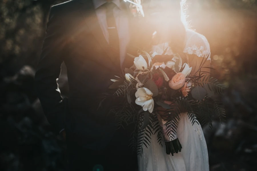 Bride in garden — romantic outdoor ceremony