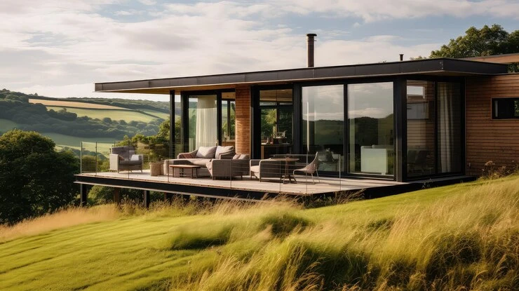A bungalow on the hill overlooking the estate