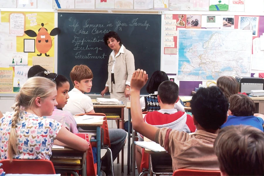 Children studying in a classroom