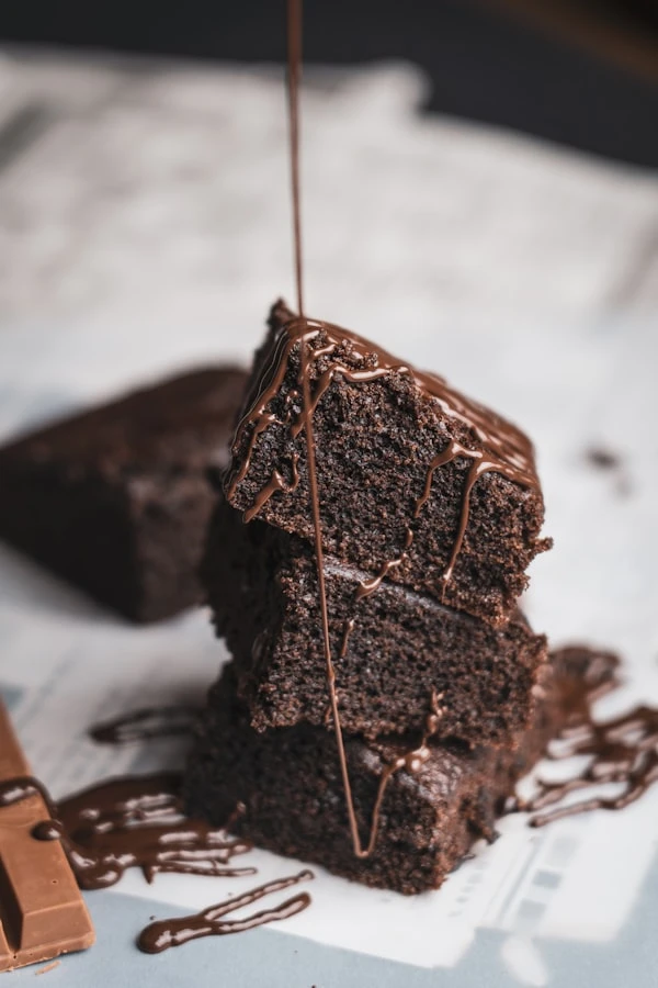 Slice of chocolate fondant cake